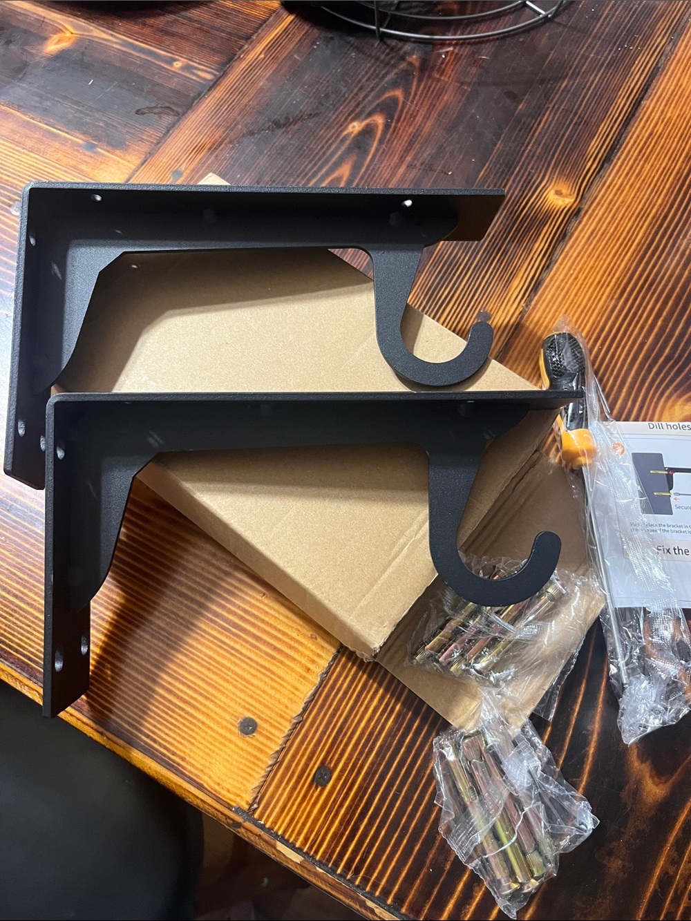 NEW Set of Heavy duty 9.5 inch Black iron closet brackets
